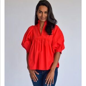 Never a Wallflower high neck top with ruffle Red Size Small